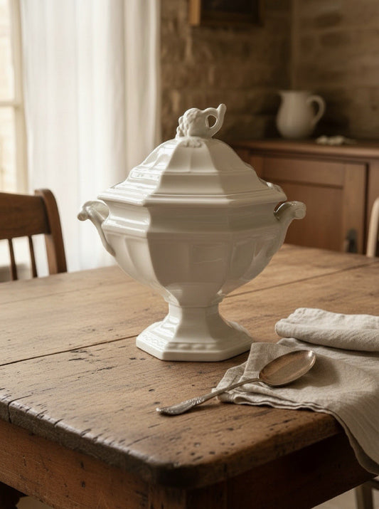 Redcliff Ironstone Tureen White Covered Serving Dish Vintage 12”