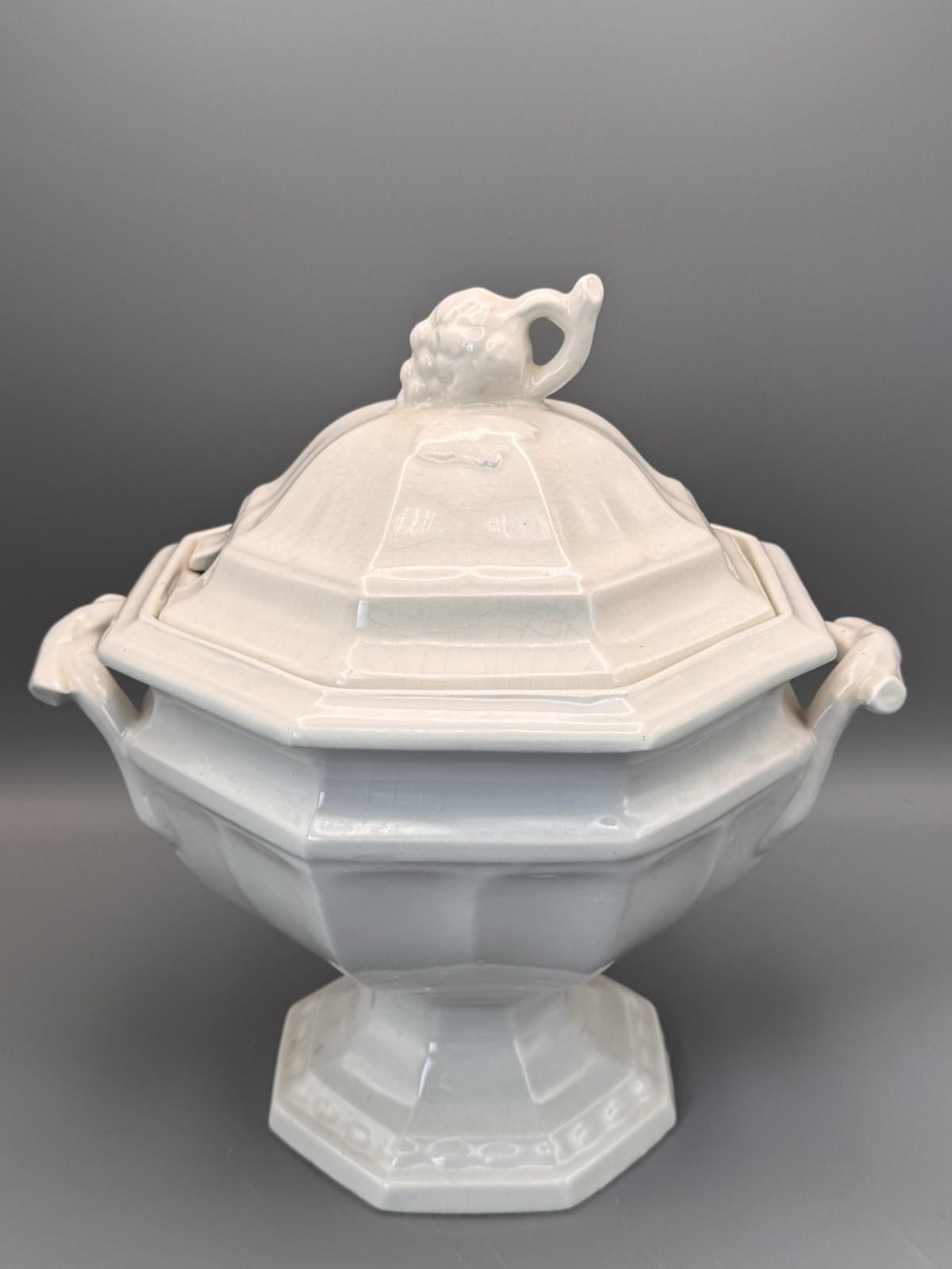 Redcliff Ironstone Tureen White Covered Serving Dish Vintage 12”