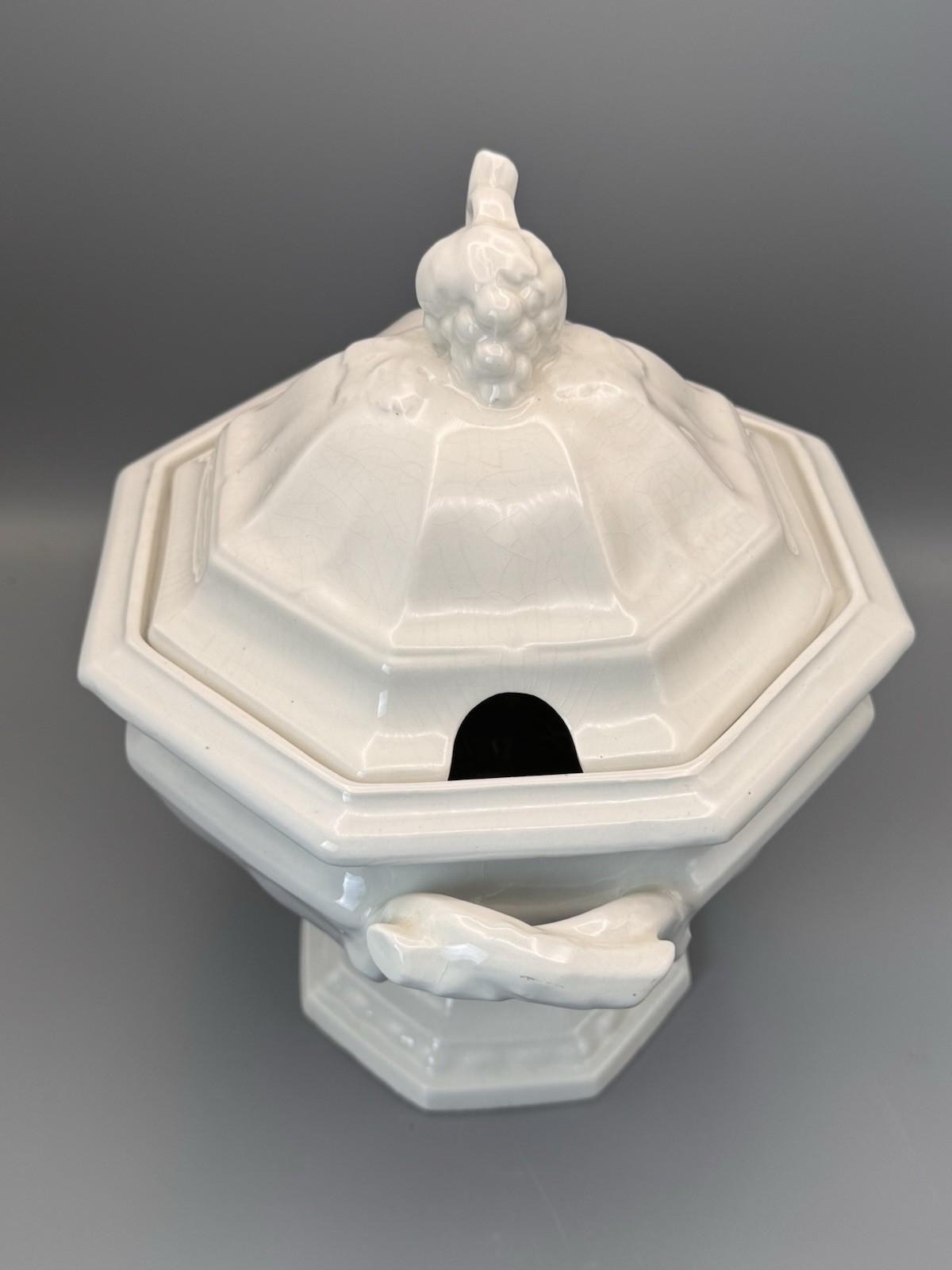 Redcliff Ironstone Tureen White Covered Serving Dish Vintage 12”