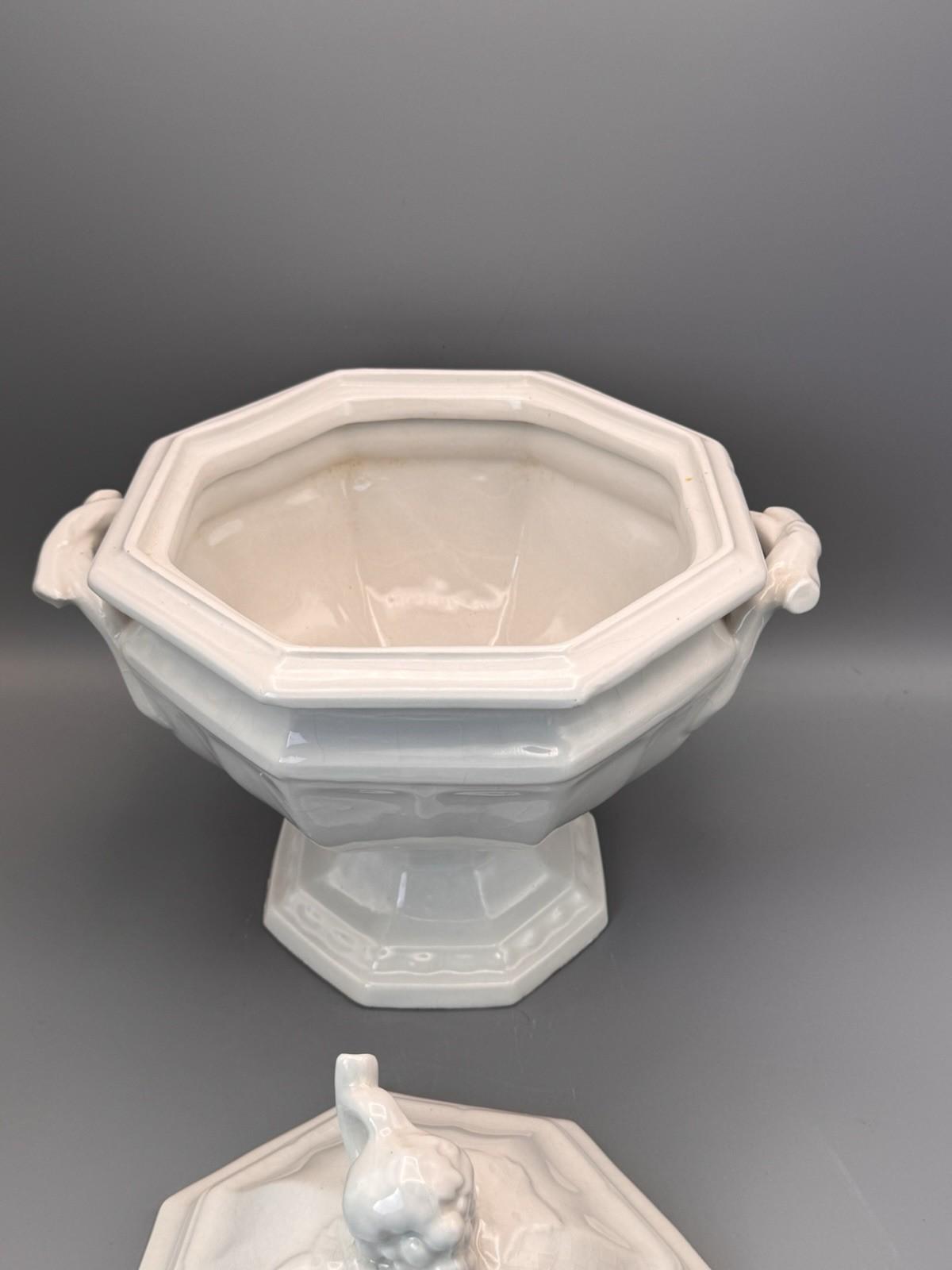 Redcliff Ironstone Tureen White Covered Serving Dish Vintage 12”