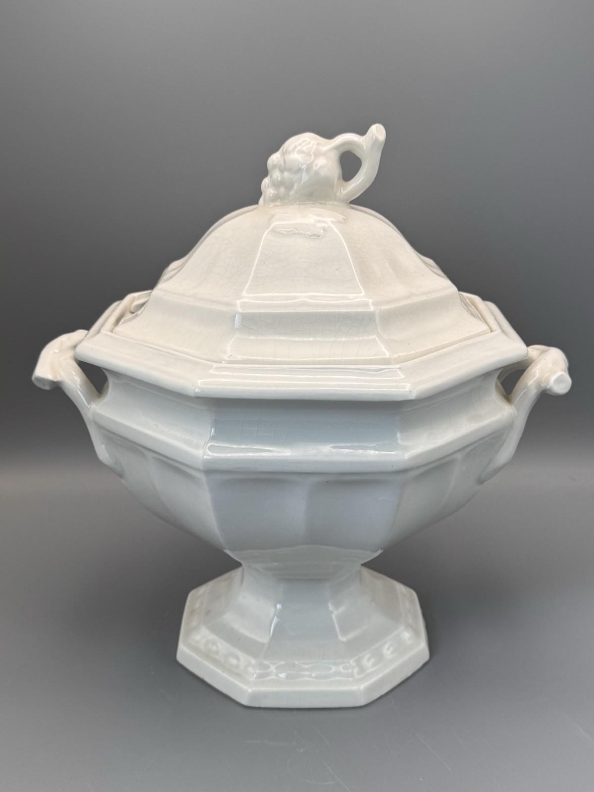 Redcliff Ironstone Tureen White Covered Serving Dish Vintage 12”