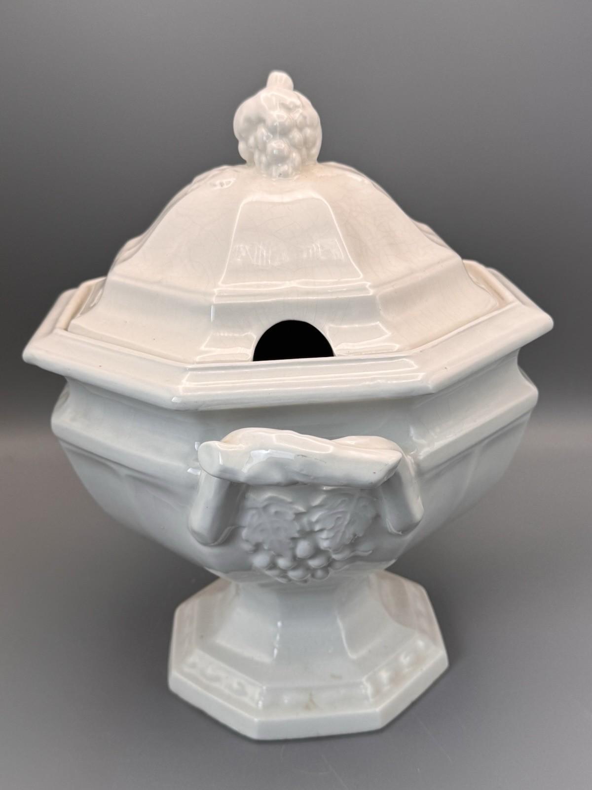 Redcliff Ironstone Tureen White Covered Serving Dish Vintage 12”