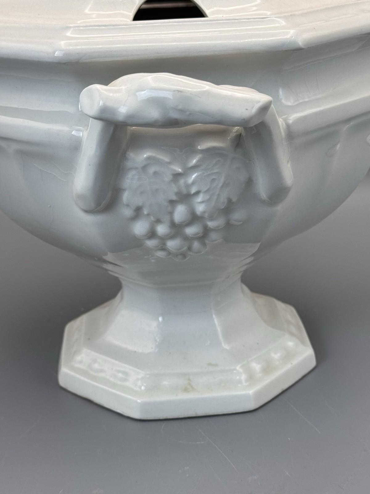 Redcliff Ironstone Tureen White Covered Serving Dish Vintage 12”