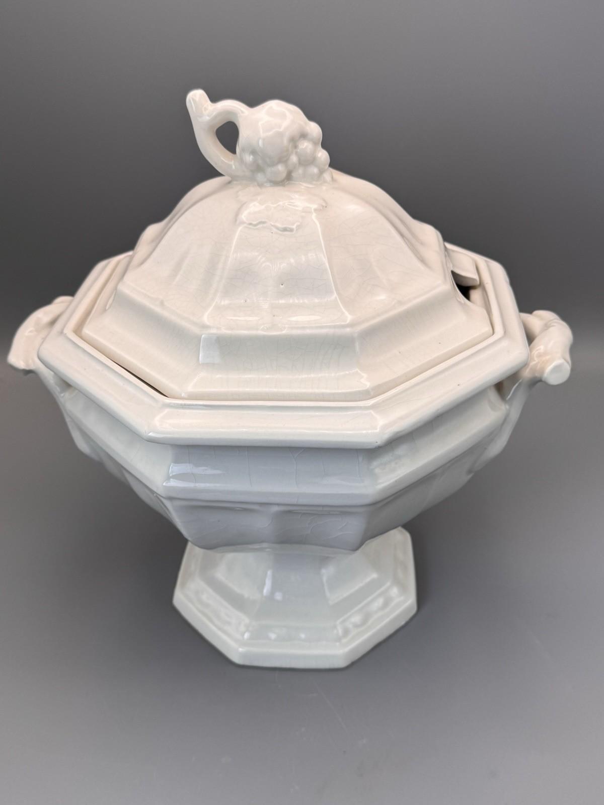 Redcliff Ironstone Tureen White Covered Serving Dish Vintage 12”