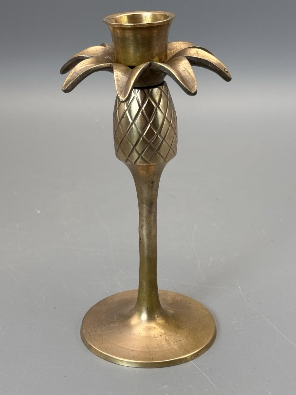 Brass Pineapple Candlestick Vintage Hollywood Regency 6” Candle Holder