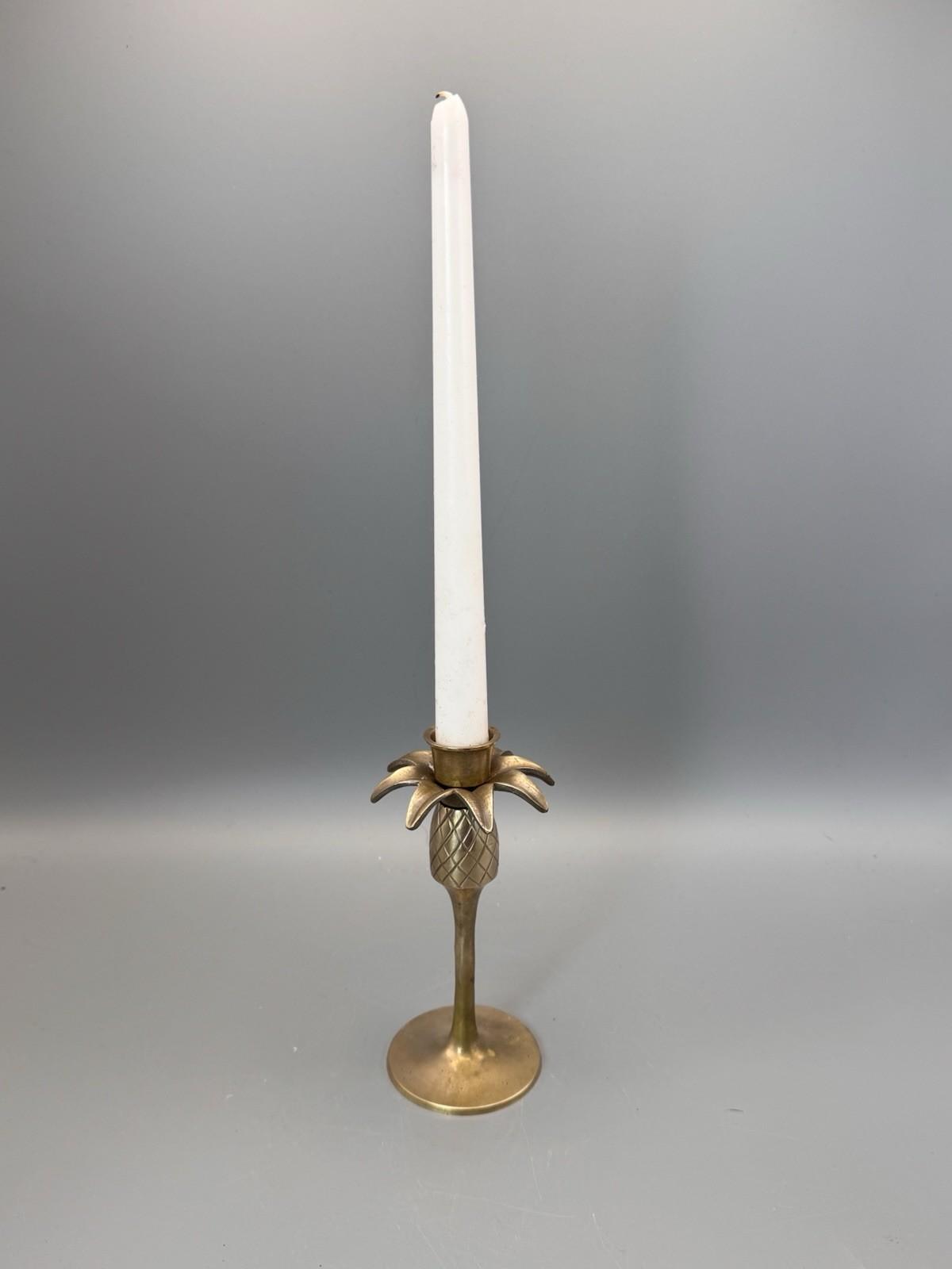 Brass Pineapple Candlestick Vintage Hollywood Regency 6” Candle Holder