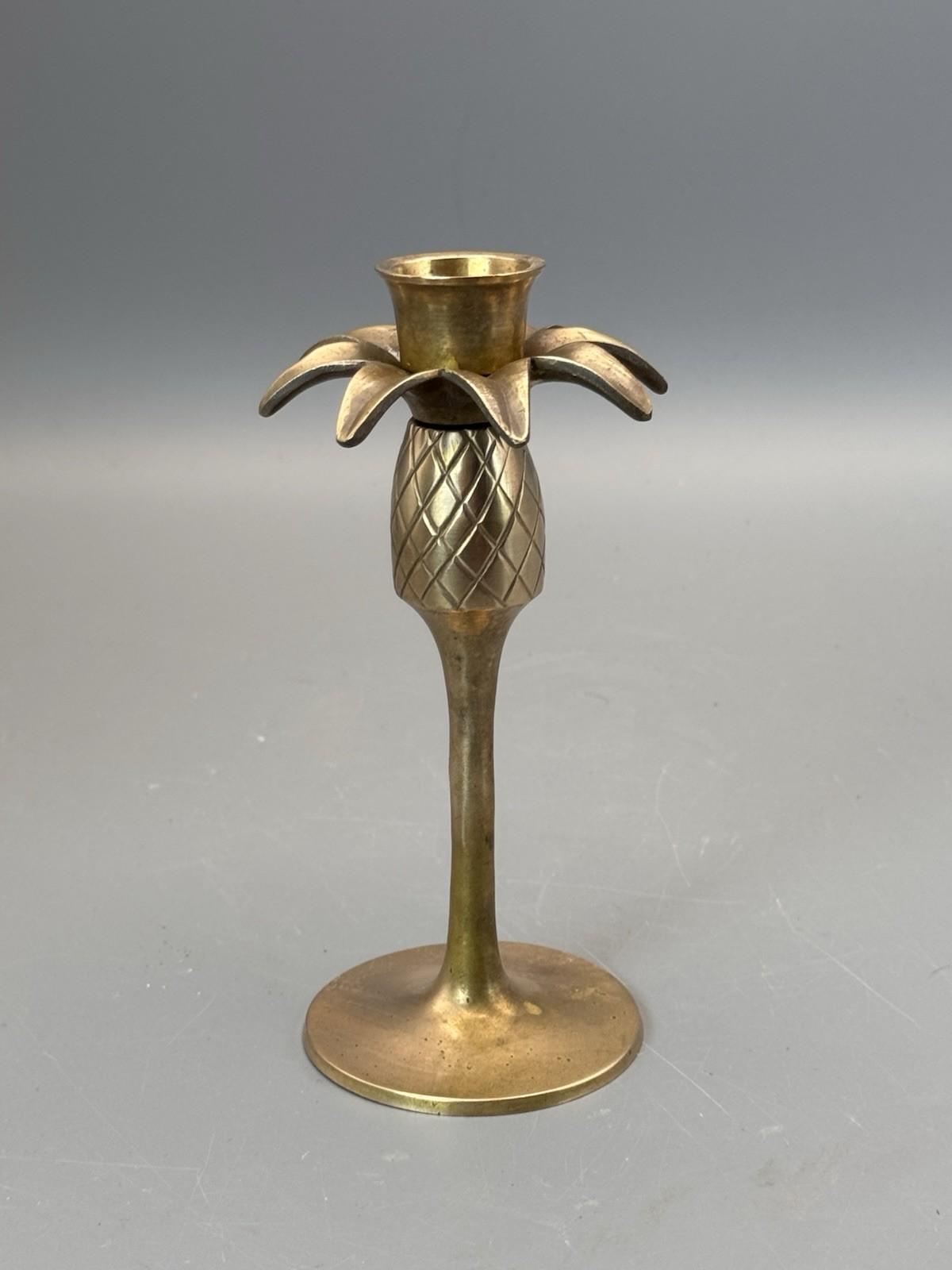 Brass Pineapple Candlestick Vintage Hollywood Regency 6” Candle Holder