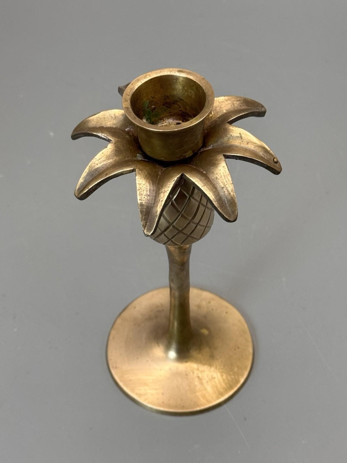 Brass Pineapple Candlestick Vintage Hollywood Regency 6” Candle Holder