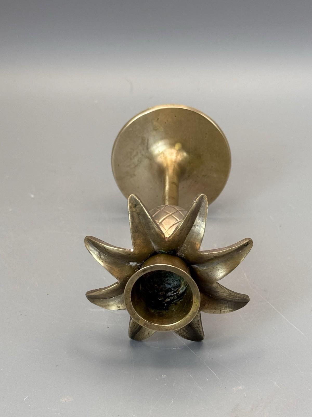 Brass Pineapple Candlestick Vintage Hollywood Regency 6” Candle Holder