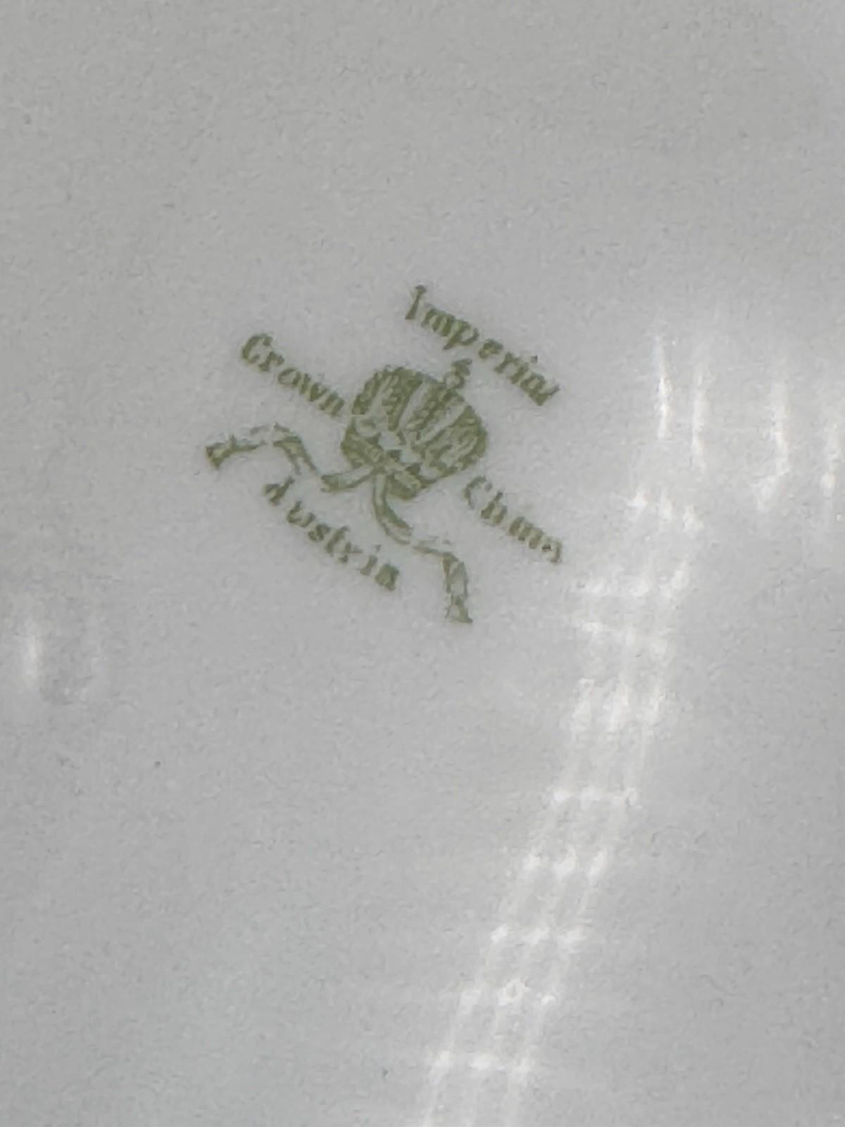 Antique Soufflé Dish Imperial Crown China Underplate Austria Floral 7.25”d