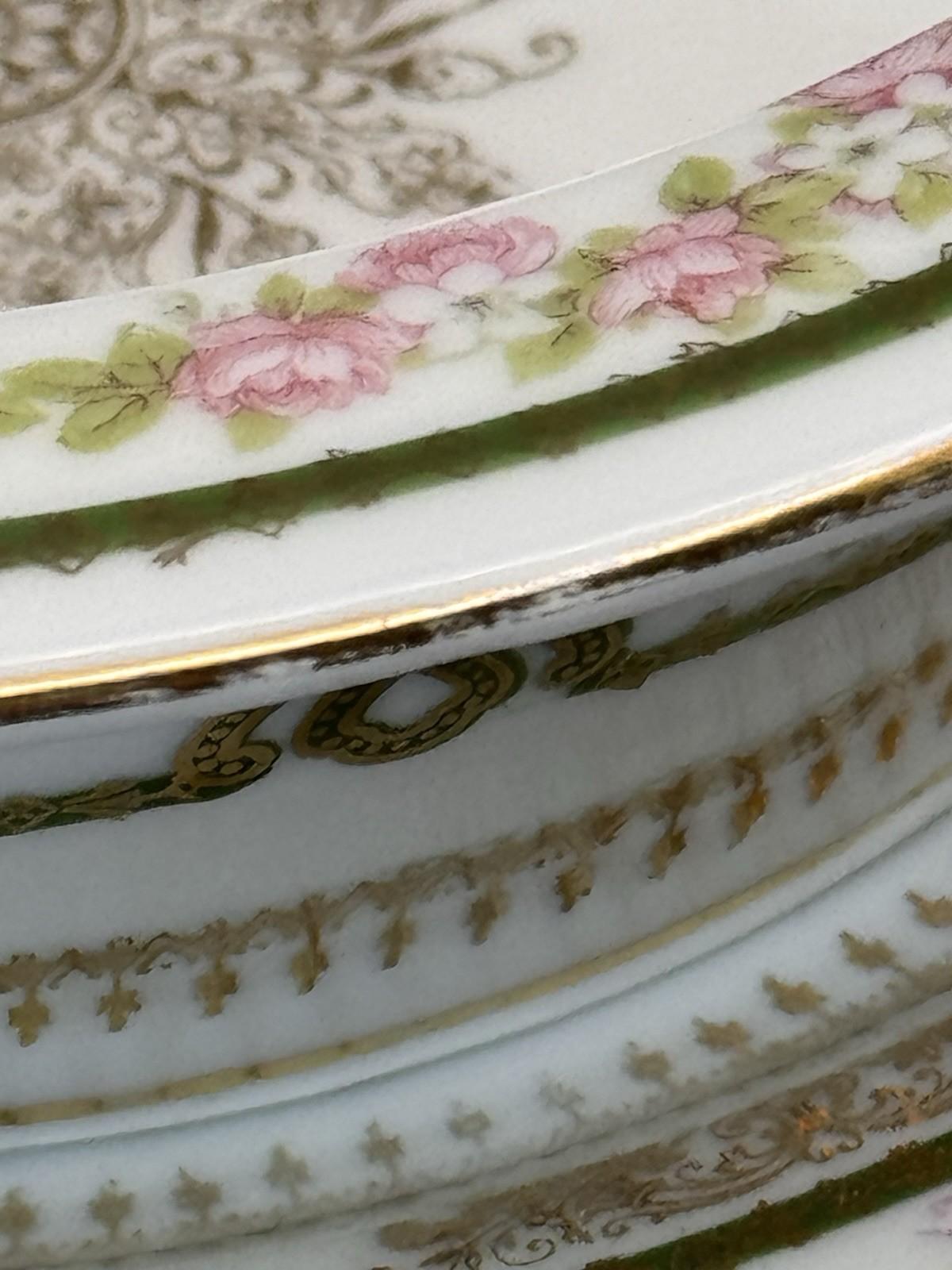 Antique Soufflé Dish Imperial Crown China Underplate Austria Floral 7.25”d