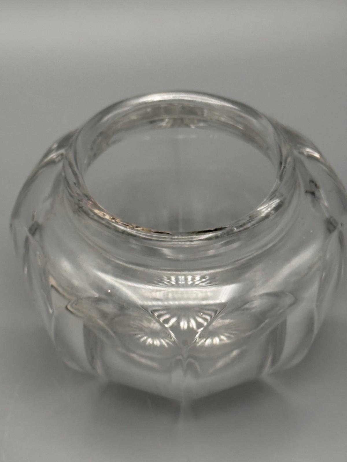 Antique Sterling Dresser Jar Cut Glass Vanity Jar 4” Large