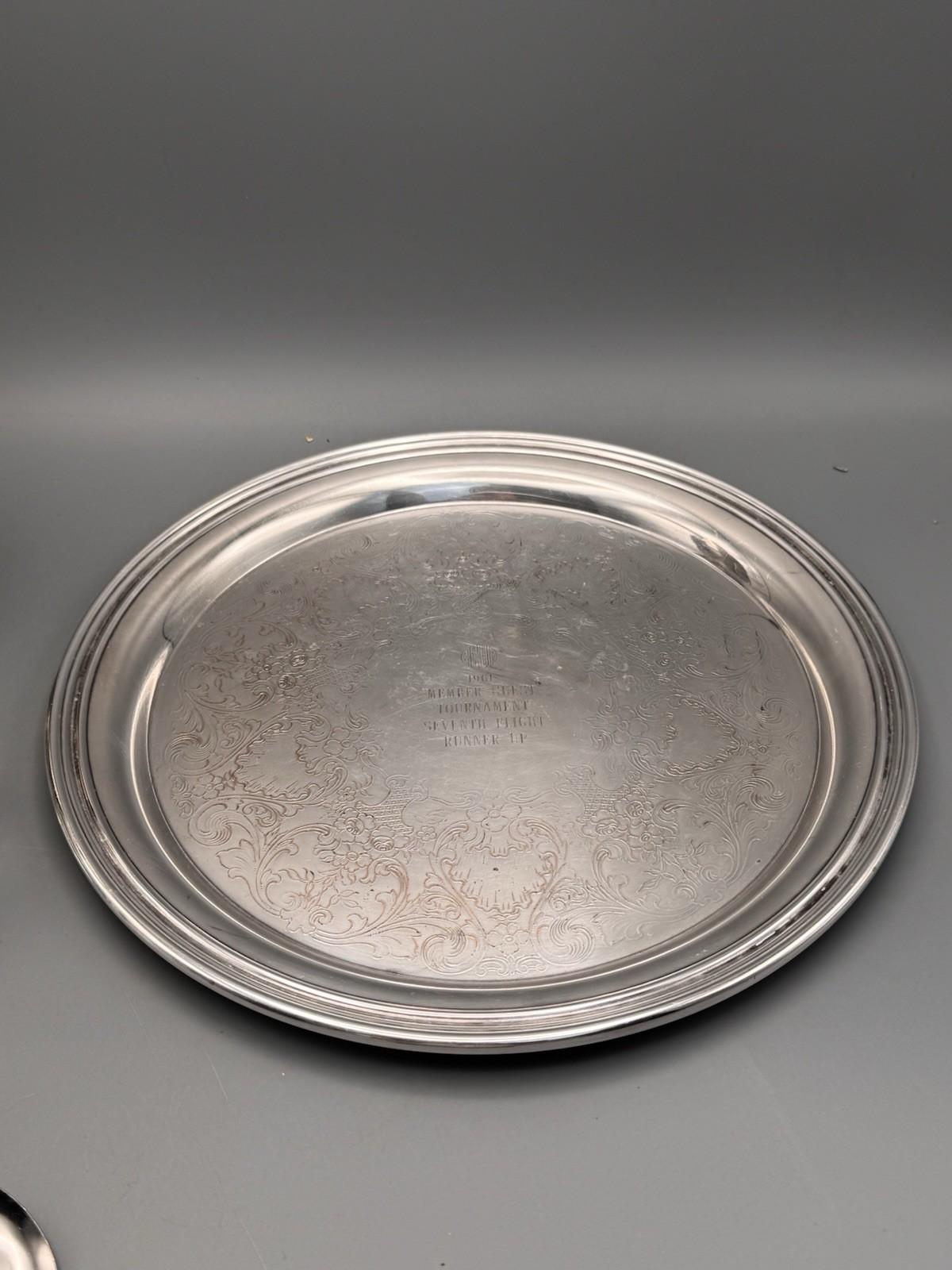 Restoration Hardware Penguin Shaker Bar Set Silverplate Golf Trophy Tray 1961