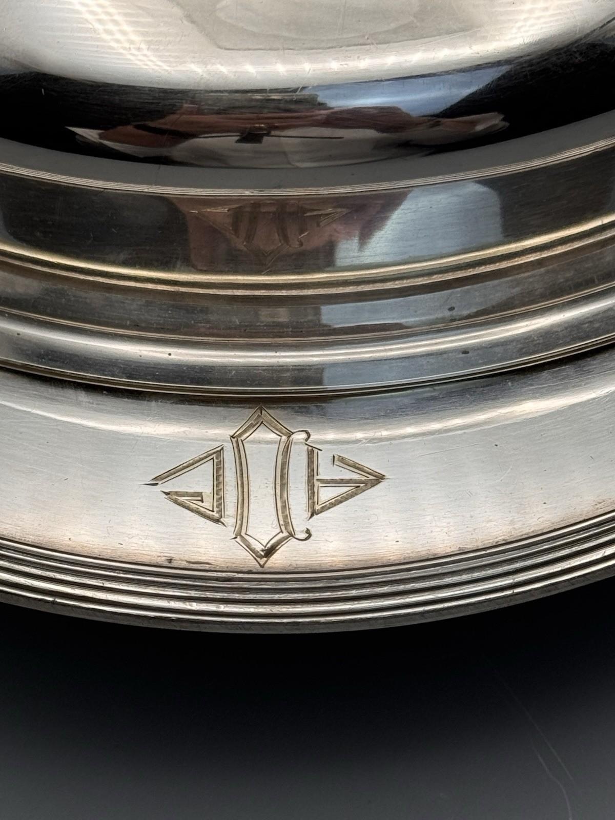 Silverplate Divided Lidded Server Monogrammed Deco Style 12.5”
