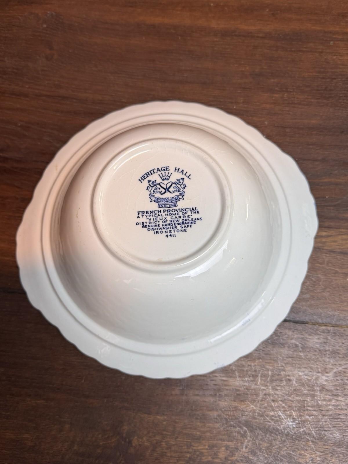 Vintage Blue & White Bowl Heritage Hall Staffordshire England 10” Transferware