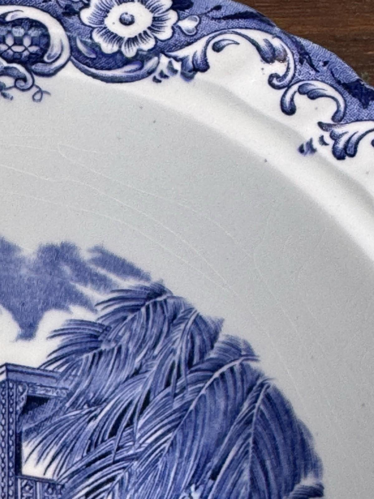 Vintage Blue & White Bowl Heritage Hall Staffordshire England 10” Transferware