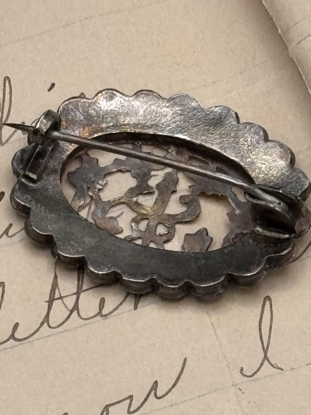 Antique Brooch Tested Silver Rose Gold Marcasite Serpent Edwardian C Clasp