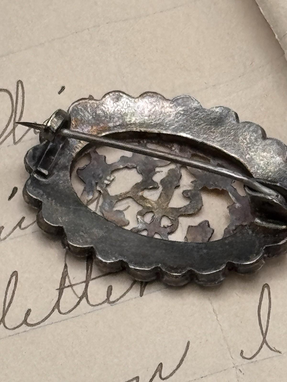 Antique Brooch Tested Silver Rose Gold Marcasite Serpent Edwardian C Clasp