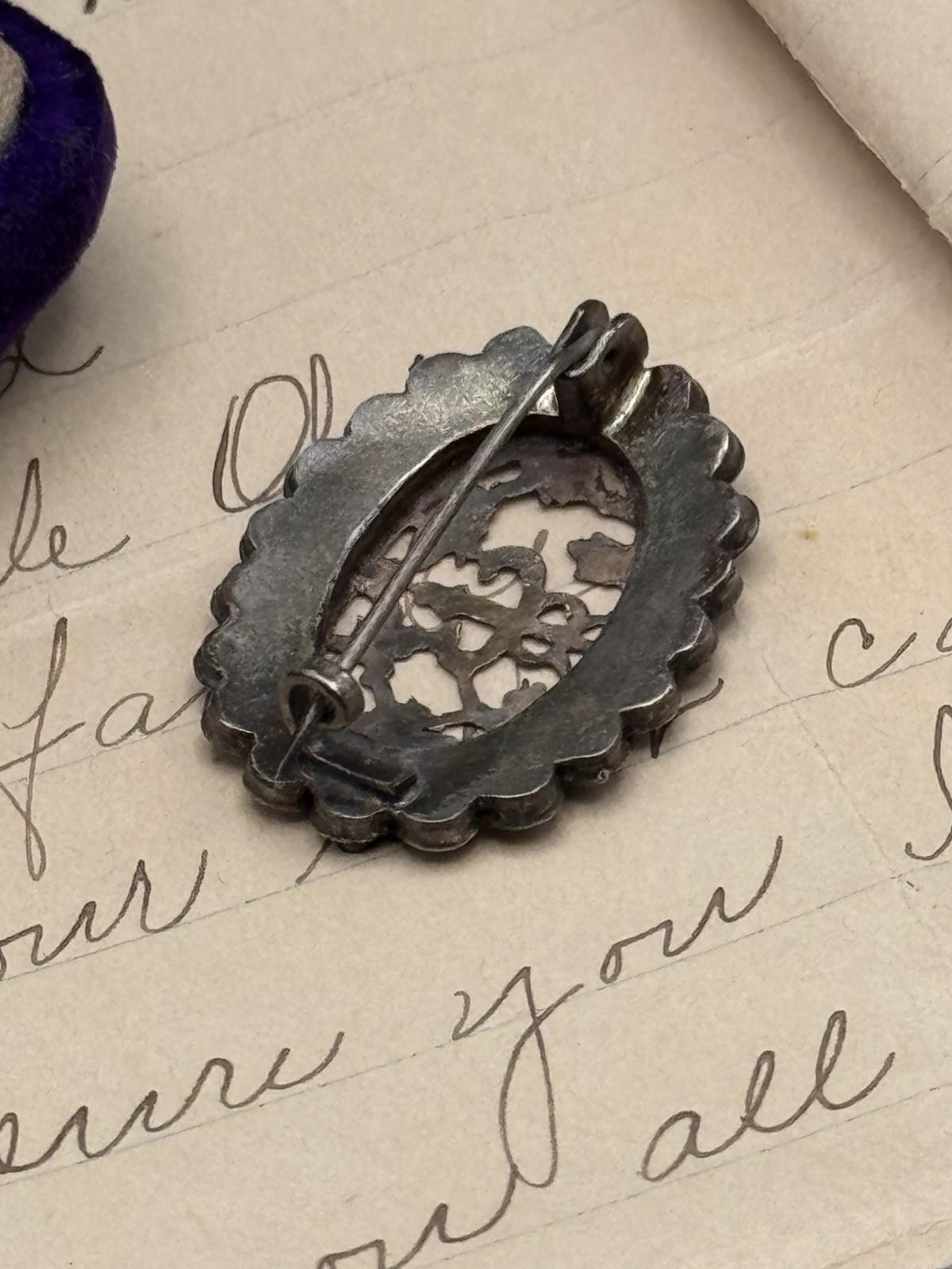 Antique Brooch Tested Silver Rose Gold Marcasite Serpent Edwardian C Clasp