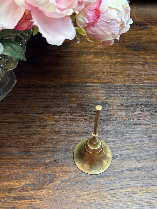 Vintage Brass Bell Etched Floral Hand Bell 5.5”