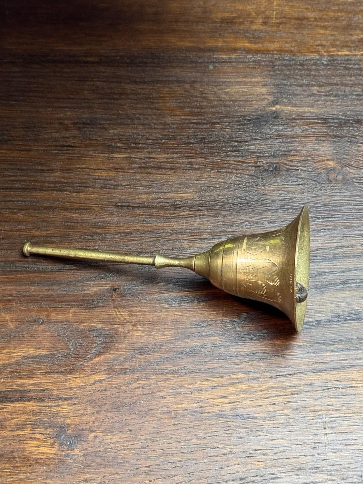Vintage Brass Bell Etched Floral Hand Bell 5.5”