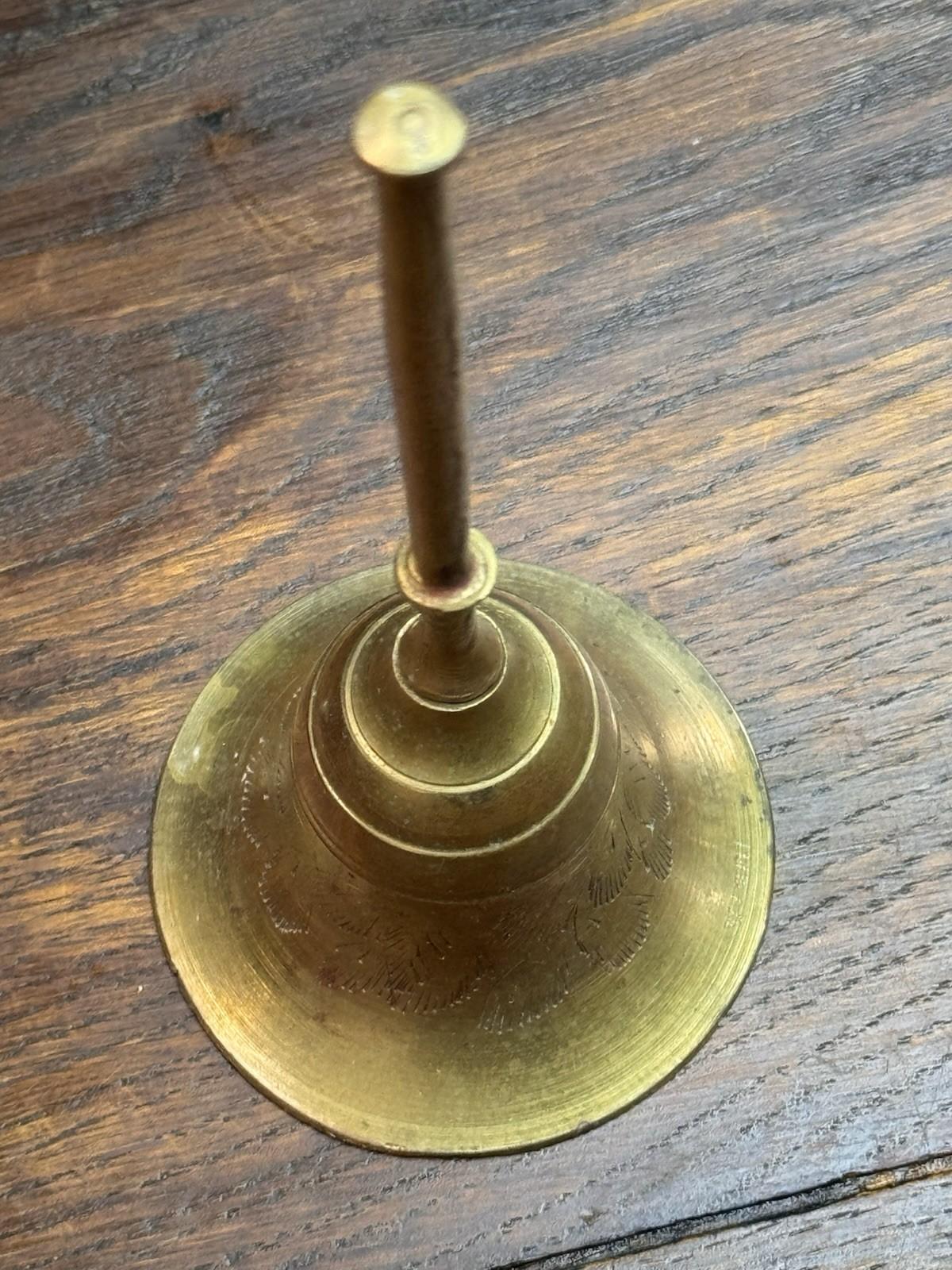 Vintage Brass Bell Etched Floral Hand Bell 5.5”