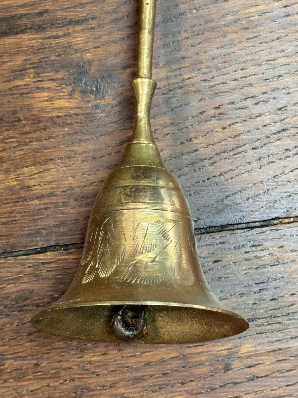 Vintage Brass Bell Etched Floral Hand Bell 5.5”