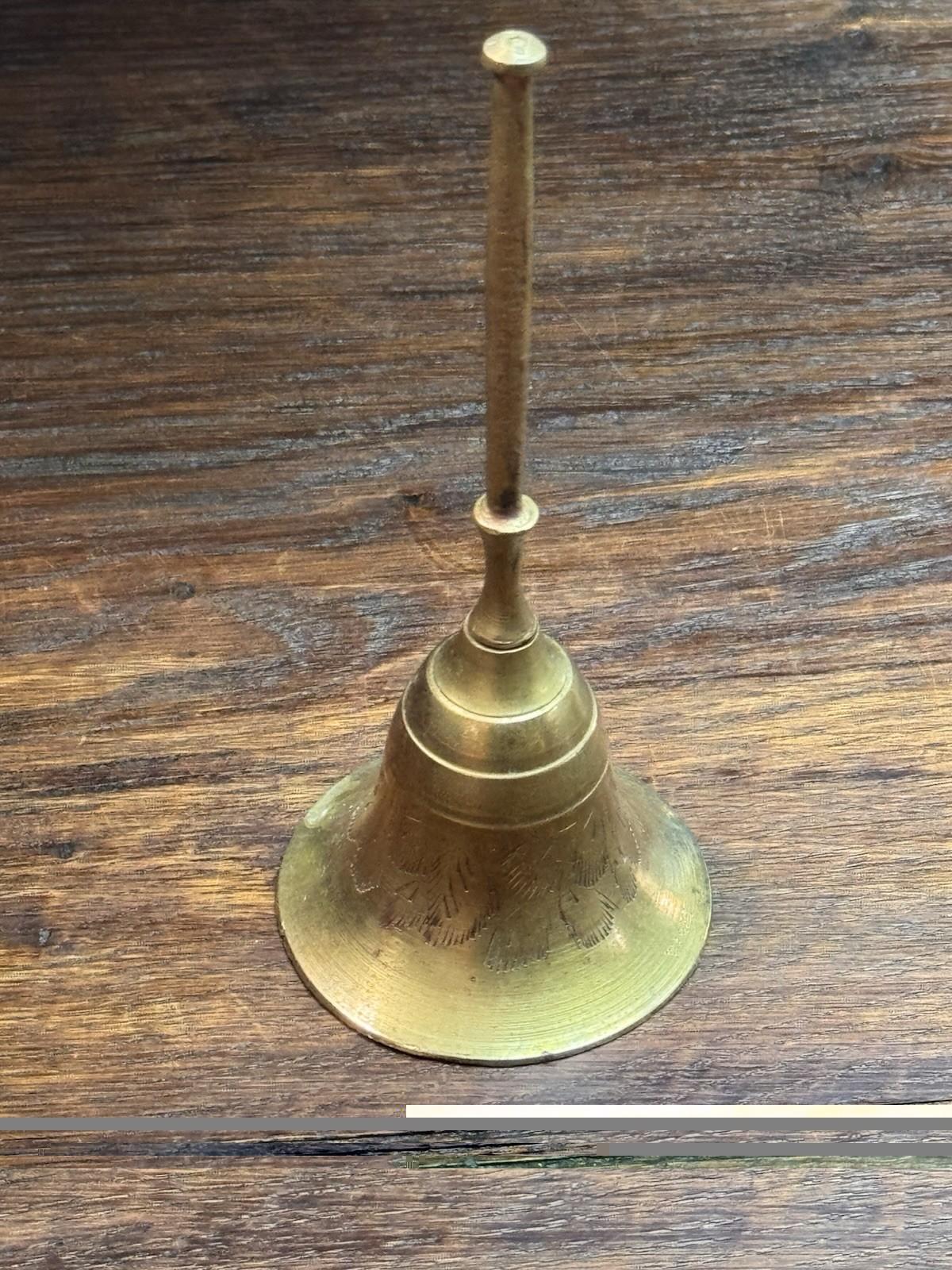 Vintage Brass Bell Etched Floral Hand Bell 5.5”