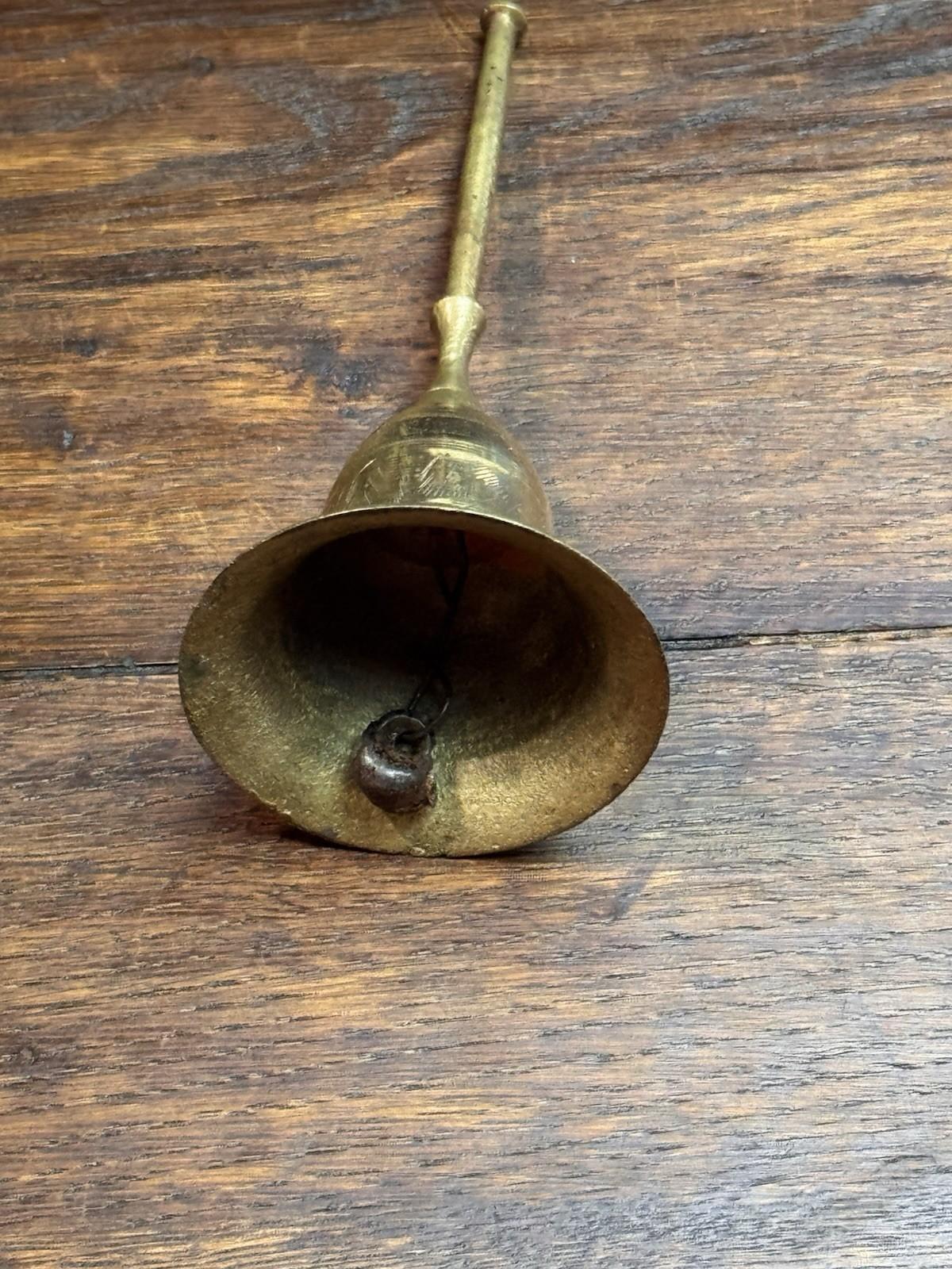 Vintage Brass Bell Etched Floral Hand Bell 5.5”