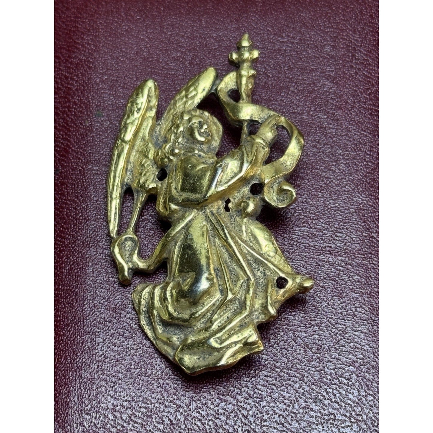 Vintage Alva Museum Replicas Angel Brooch Goldtone Figural Pin 2”