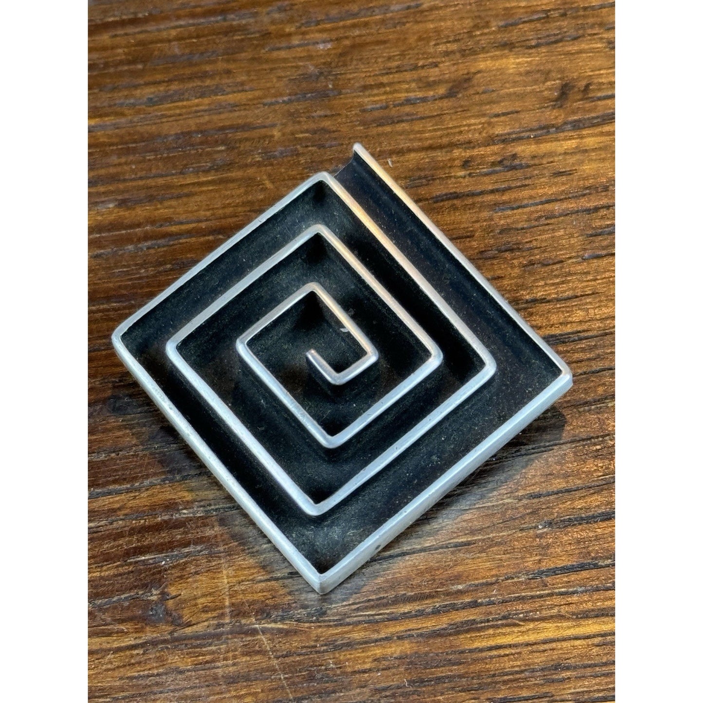 Vintage Sterling Silver Brooch Chavez Taxco Mexico Maze Modernist Eagle 3