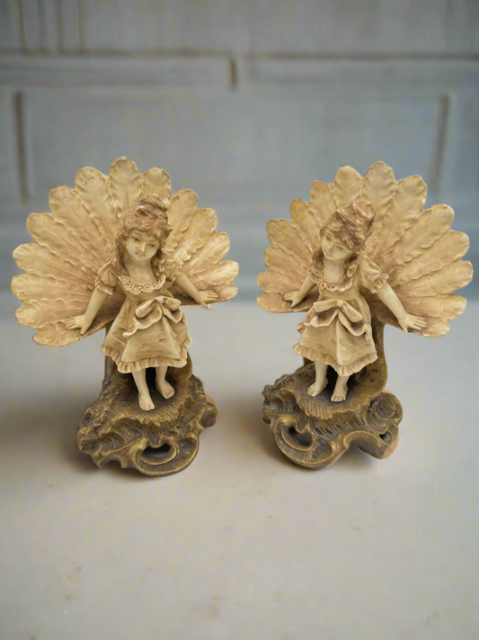 Pair Of Victorian Style Mantle Figurines Depicting Young Girl AS IS!