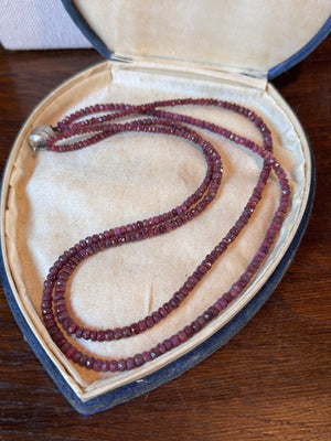 Ruby Necklace Double Strand Faceted Gemstone 925 Sterling Magnetic Clasp 18”