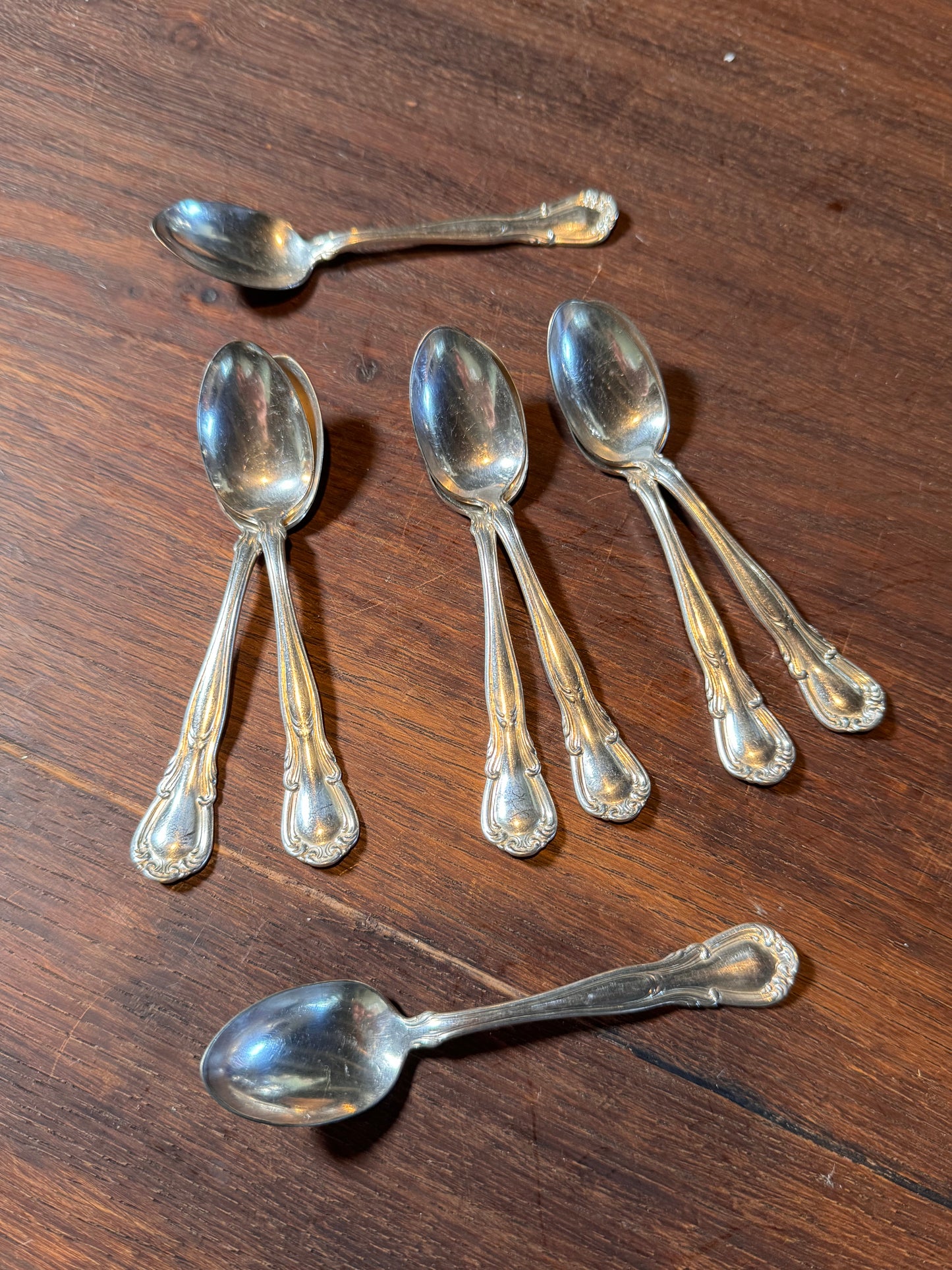 Silver Plate Demitasse Spoons Set 8 Wheatley Brothers 4.5” Antique