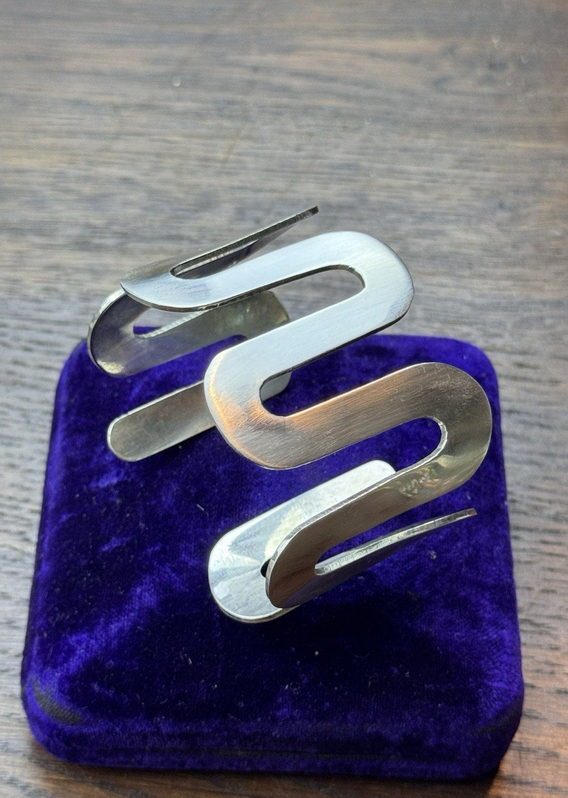 Charles Albert Cuff Bracelet Sterling Silver Modernist Sculptural 7” 57.9g