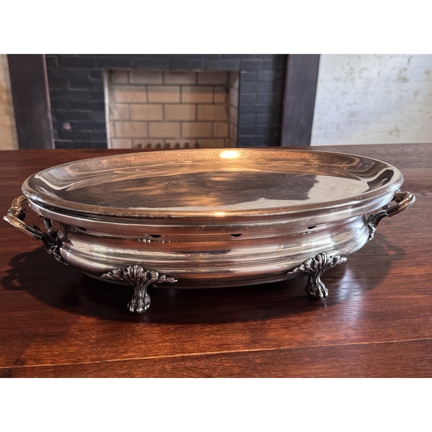 Antique French Silver Plate Entrée Warmer Footed CASSES & Cie