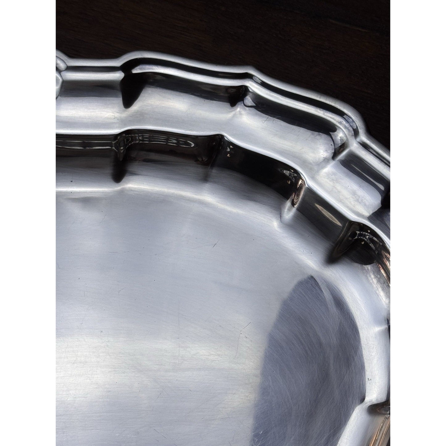Silverplate Oval Serving Tray Reed & Barton Chippendale 15.25”