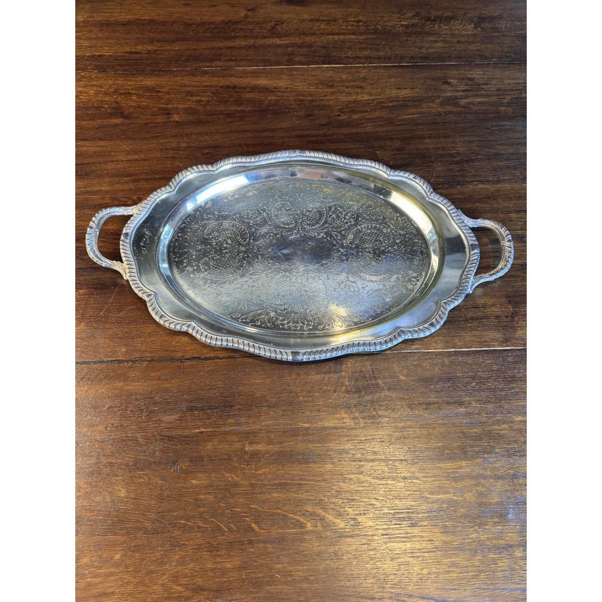 Silverplate Butler Tray F.B. Rogers Ornate Handled SHABBY Chic CONDITION 21”