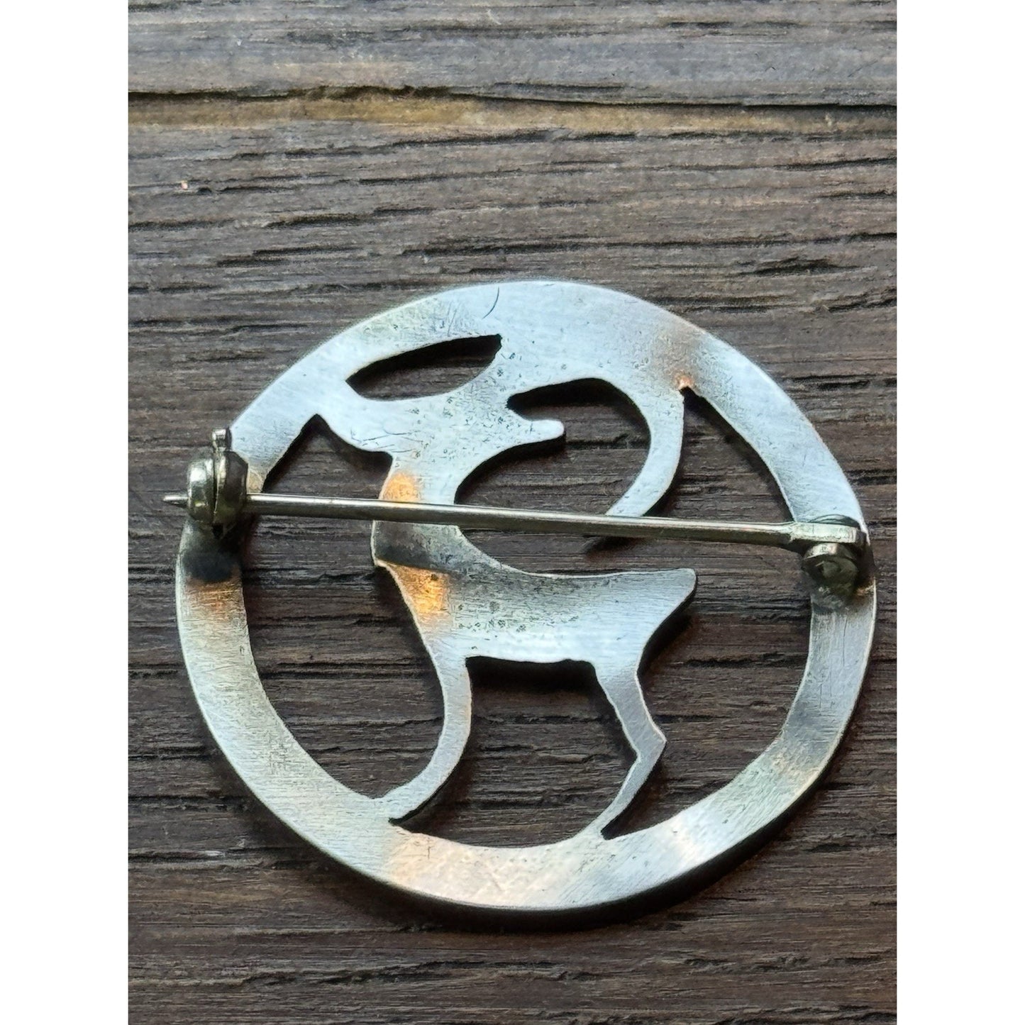 Vintage Silver Brooch 1 1/8” Handmade Modernist Deer Gazelle Tested Silver