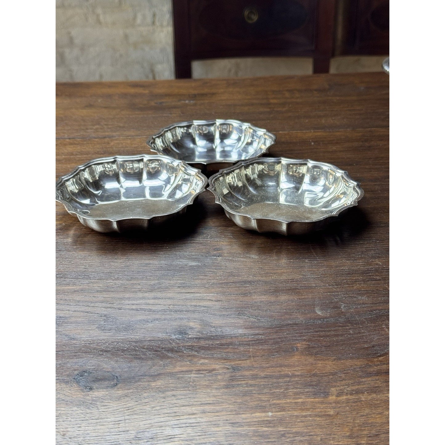 Silverplate Chippendale Nut Bowls Set of 3 International Silver 5.75”