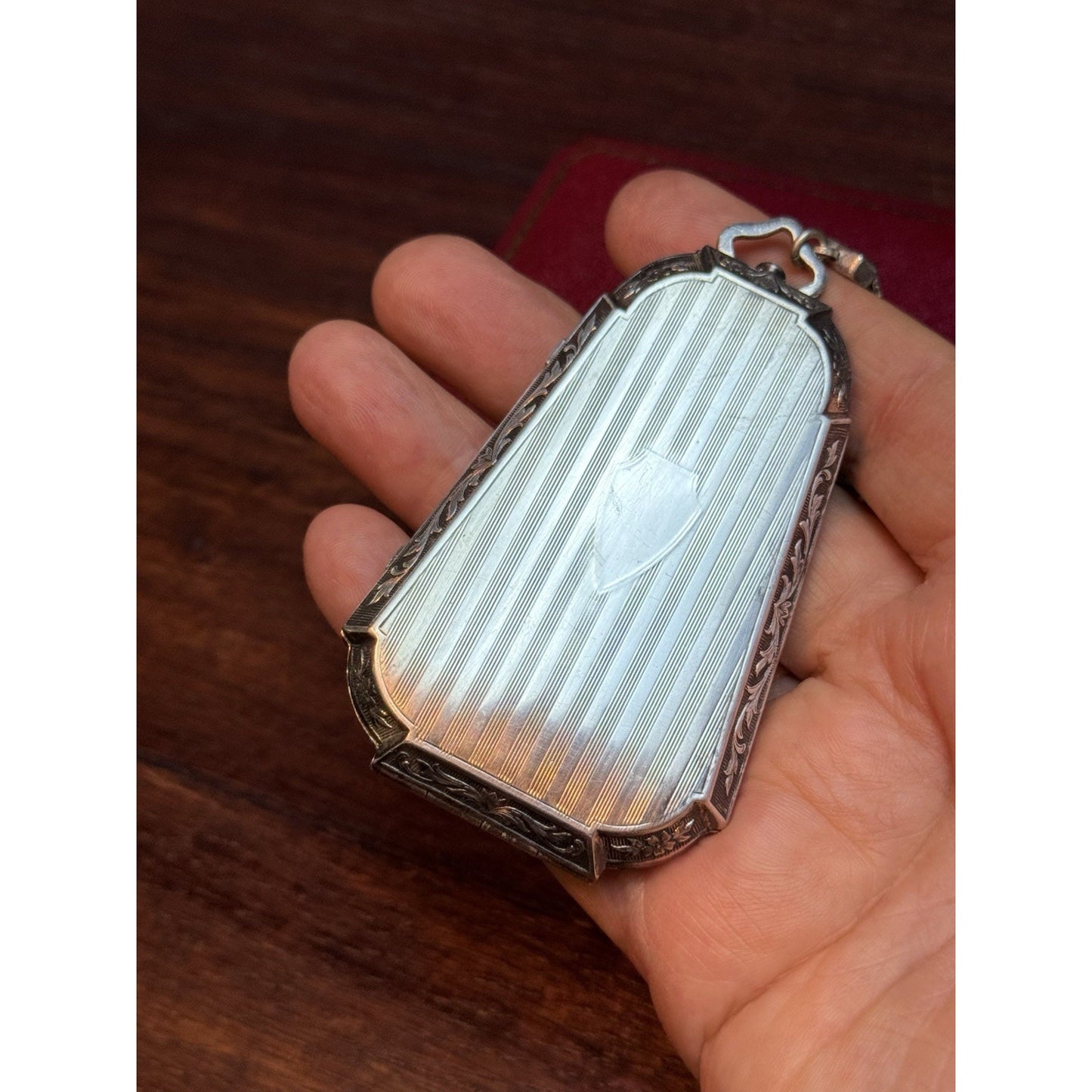 Vintage Art Deco Silverplate Compact Wristlet Mirror No Monogram 1920-30