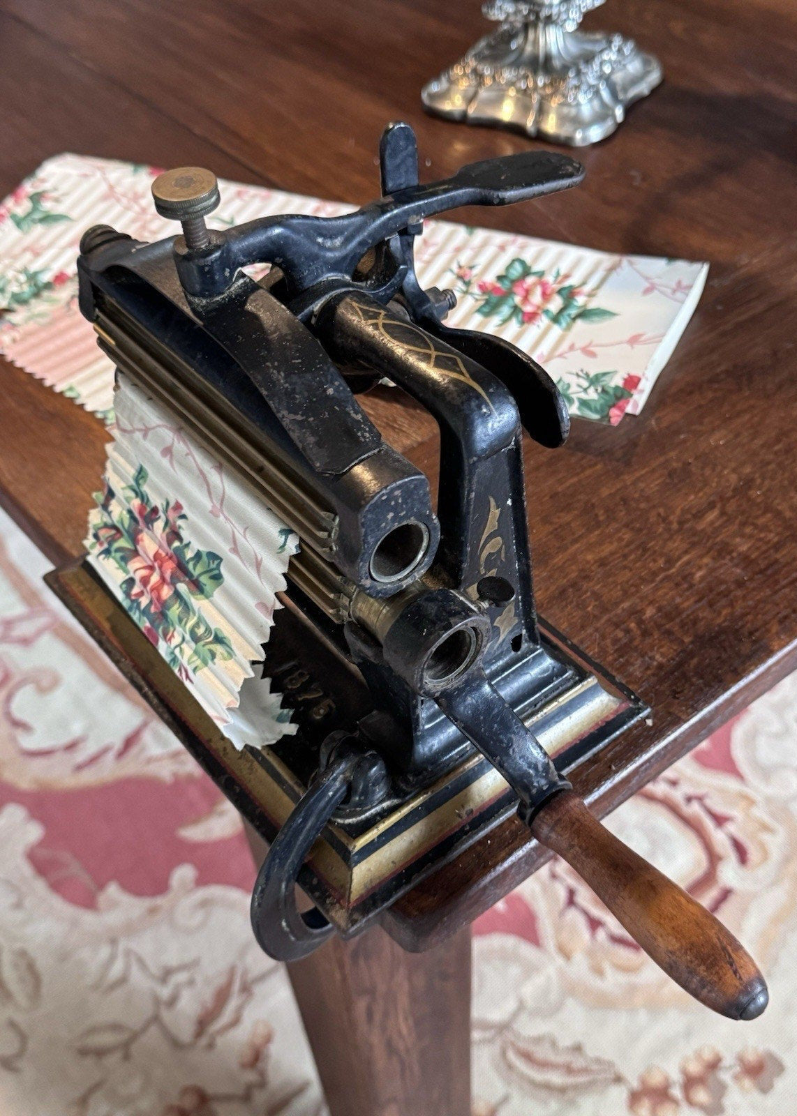 Antique Cast Iron Fabric Pleater Fluter Brass Rollers Patent Nov. 2, 1875