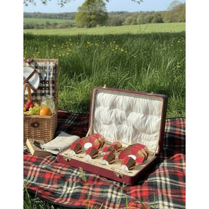 ART DECO Picnic Boxed GIFT Tea Set Sterling Spoons Mappin & Webb & Royal Doulton