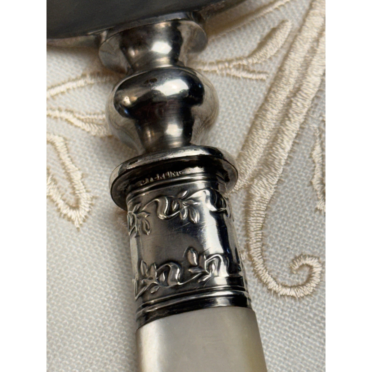 Mother Of Pearl Cake Pie Server Universal LF&G Sterling Ferrule 10.5”