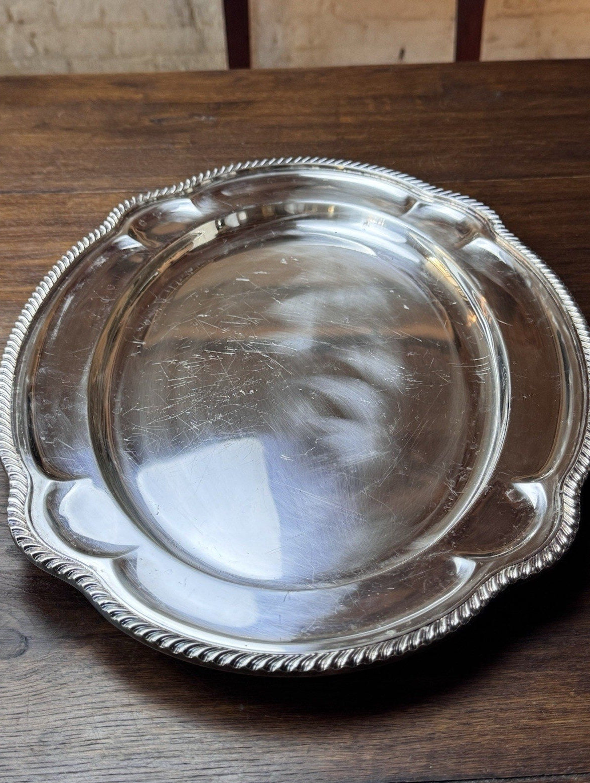 Silverplate Large Oval Serving Tray Rope Edge 18.25” x 13” GORHAM