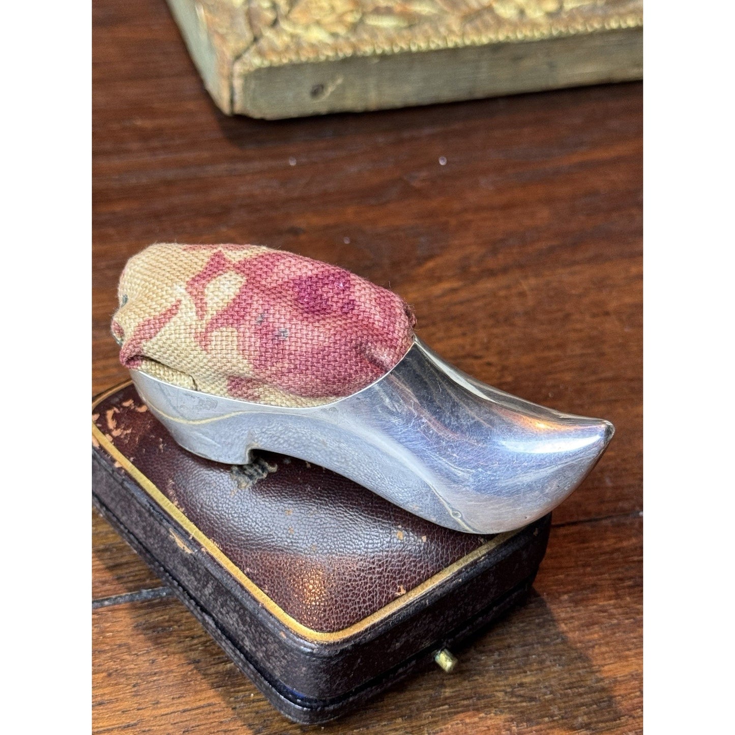 Vintage Sterling Silver Shoe Pin Cushion 3.5” Weighted Sewing Collectible