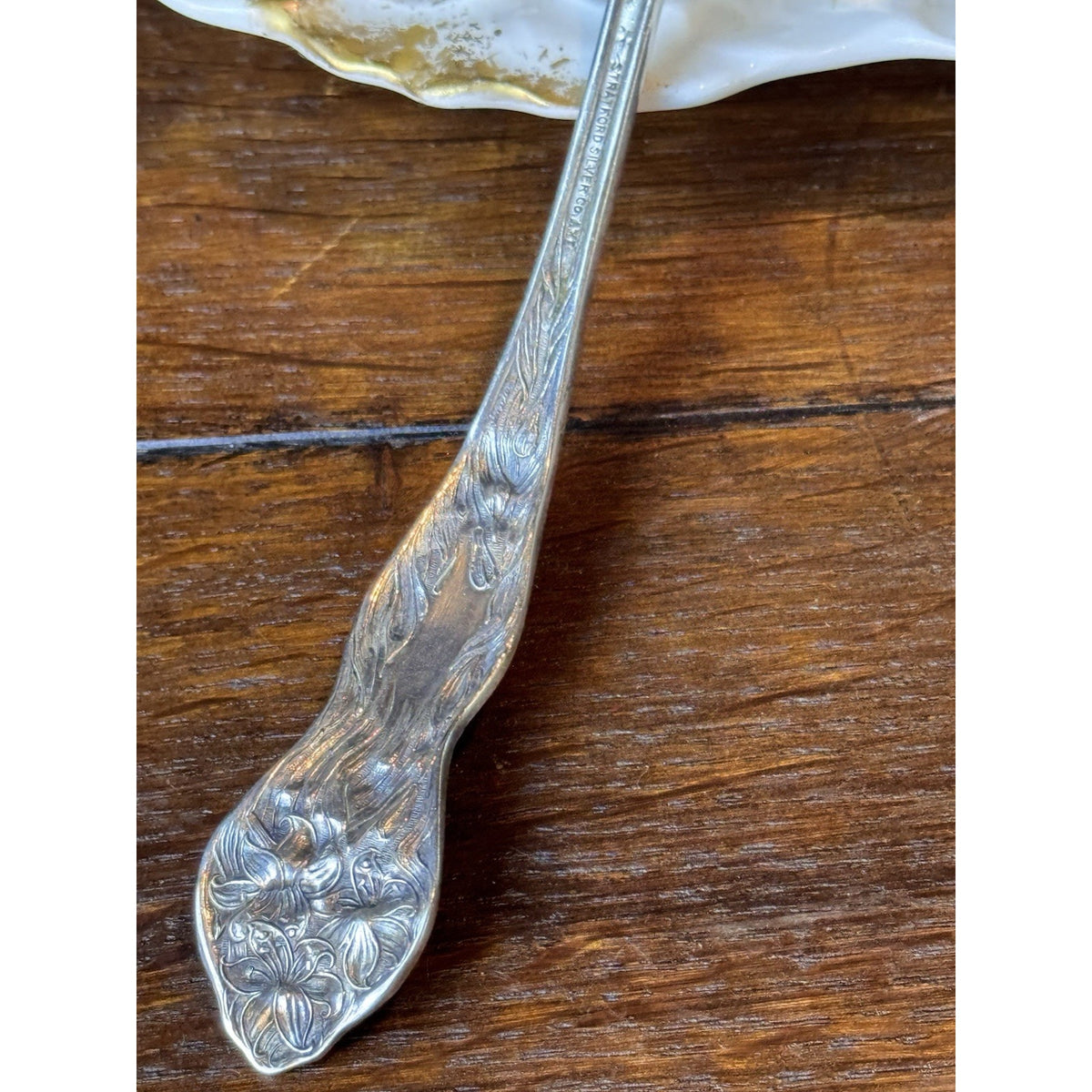 Silverplate Ladle Stratford Silver Co Art Nouveau Floral Antique 7”