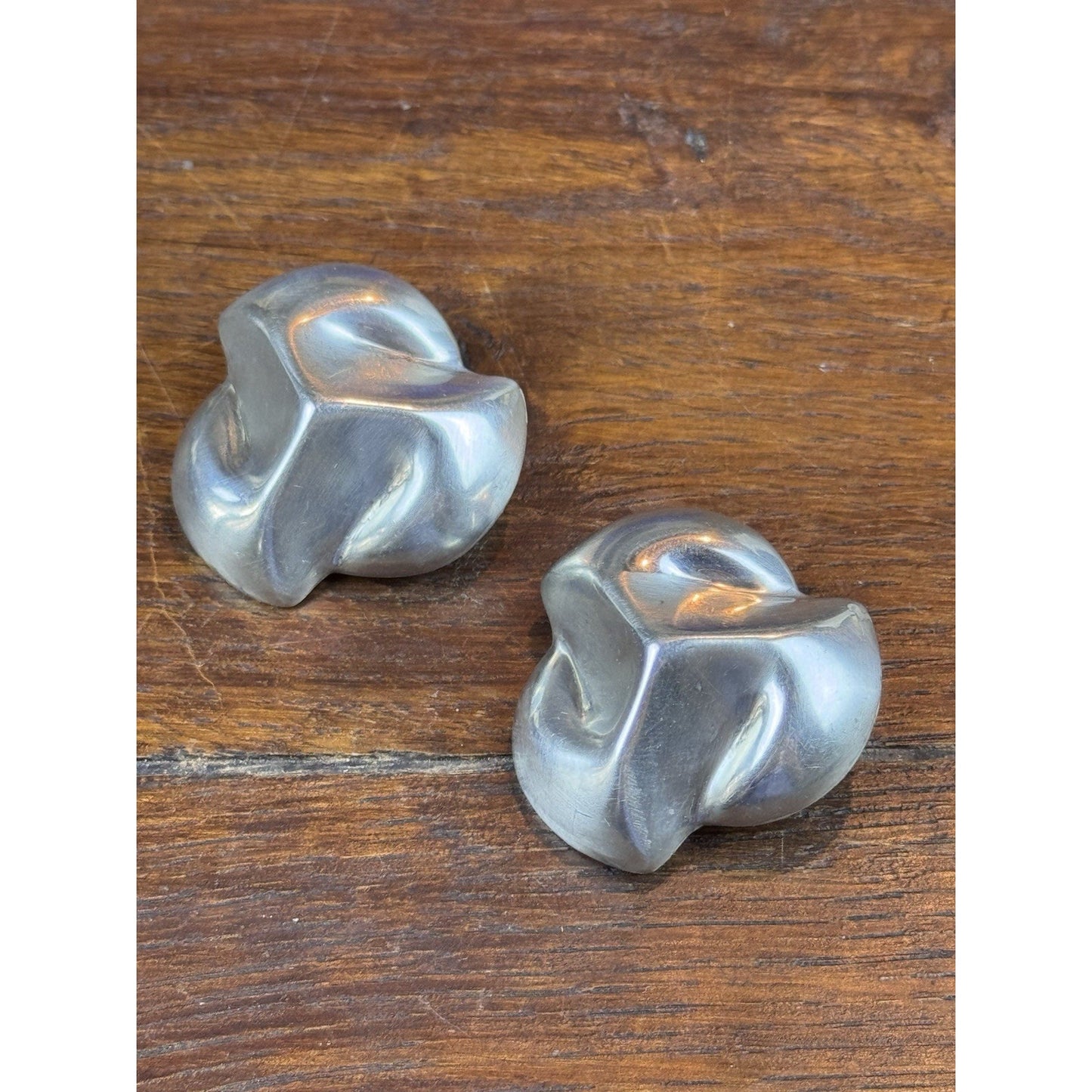 Vintage Sterling Silver Mexico Clip Earrings Sculptural Modernist