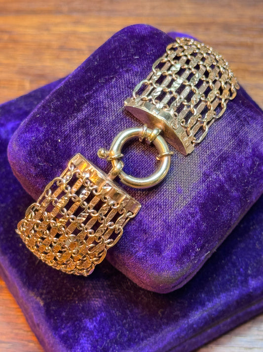 Vintage Goldtone Multi Strand Mesh Bracelet Victorian Revival Style 6.75”