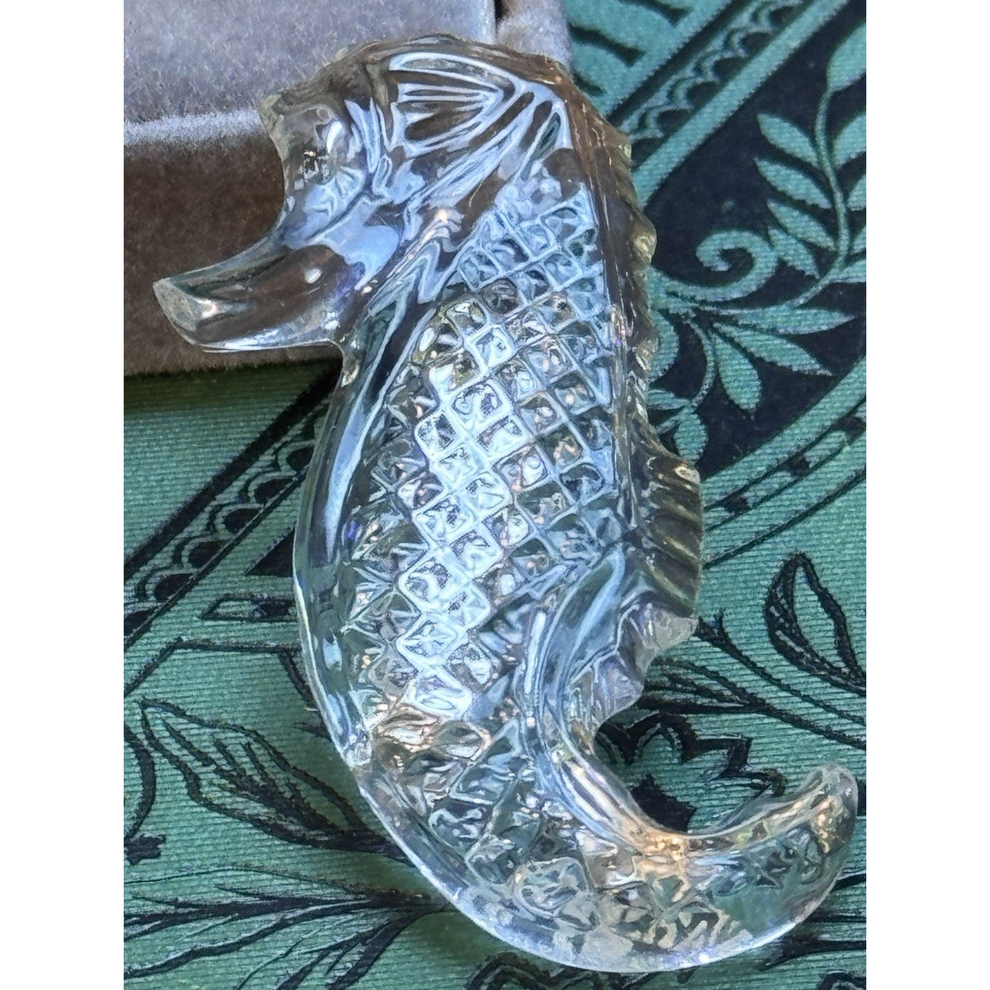 WATERFORD CRYSTAL SEAHORSE BROOCH PIN 1.75” In Original Box
